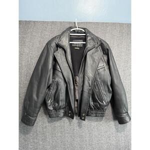 Wilsons Leather Thinsulate 2-In-1 Black Leather Bomber Jacket Mens Large L